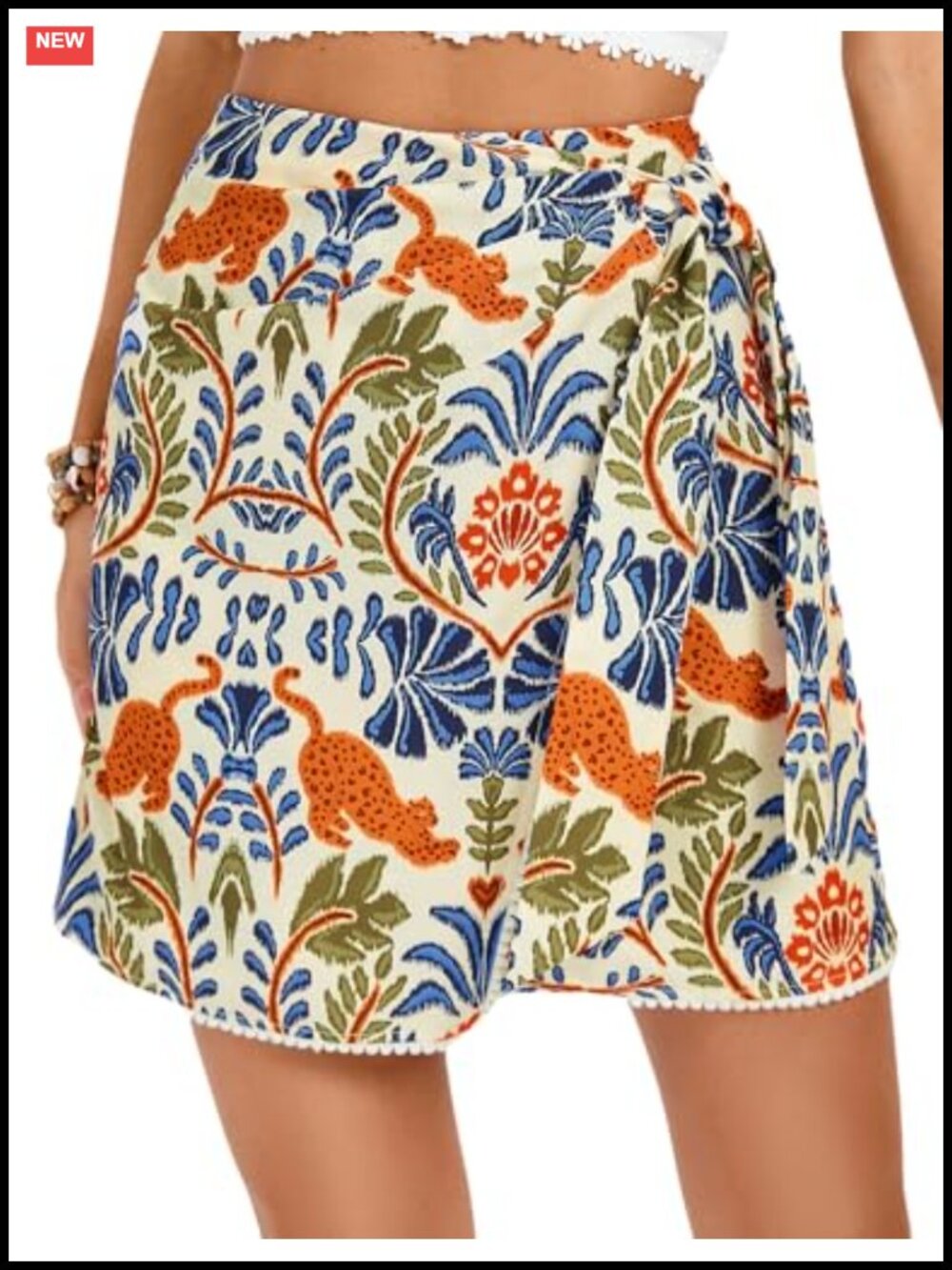 Boho Floral Mini Wrap Skirt High Waisted A-Line Beach Casual Summer